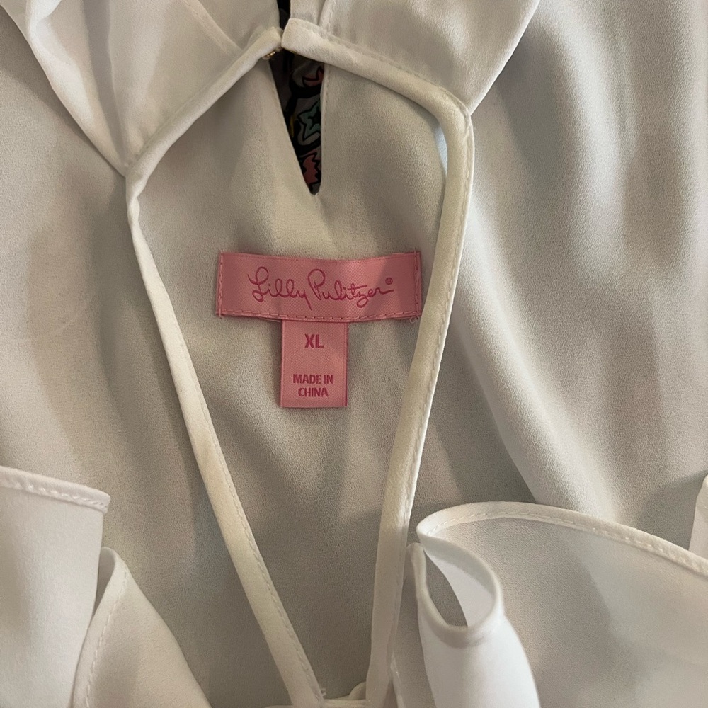 Lilly Pulitzer Padma White Verbena Ruffle Tank/Halter Top, NWOT, XL - Picture 6 of 10